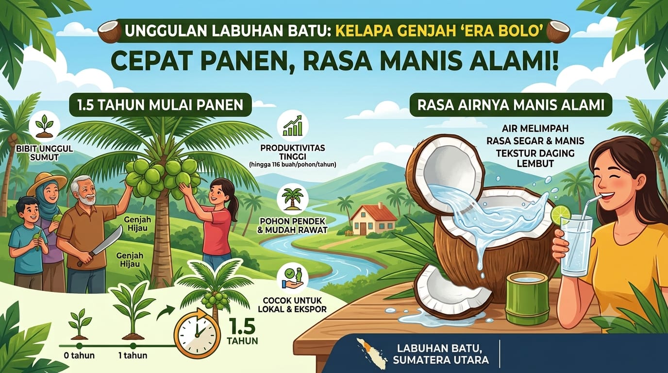 "Wow, Kelapa Genjah Labuhan Batu 1,5 Tahun Panen dan Rasa Airnya Manis."